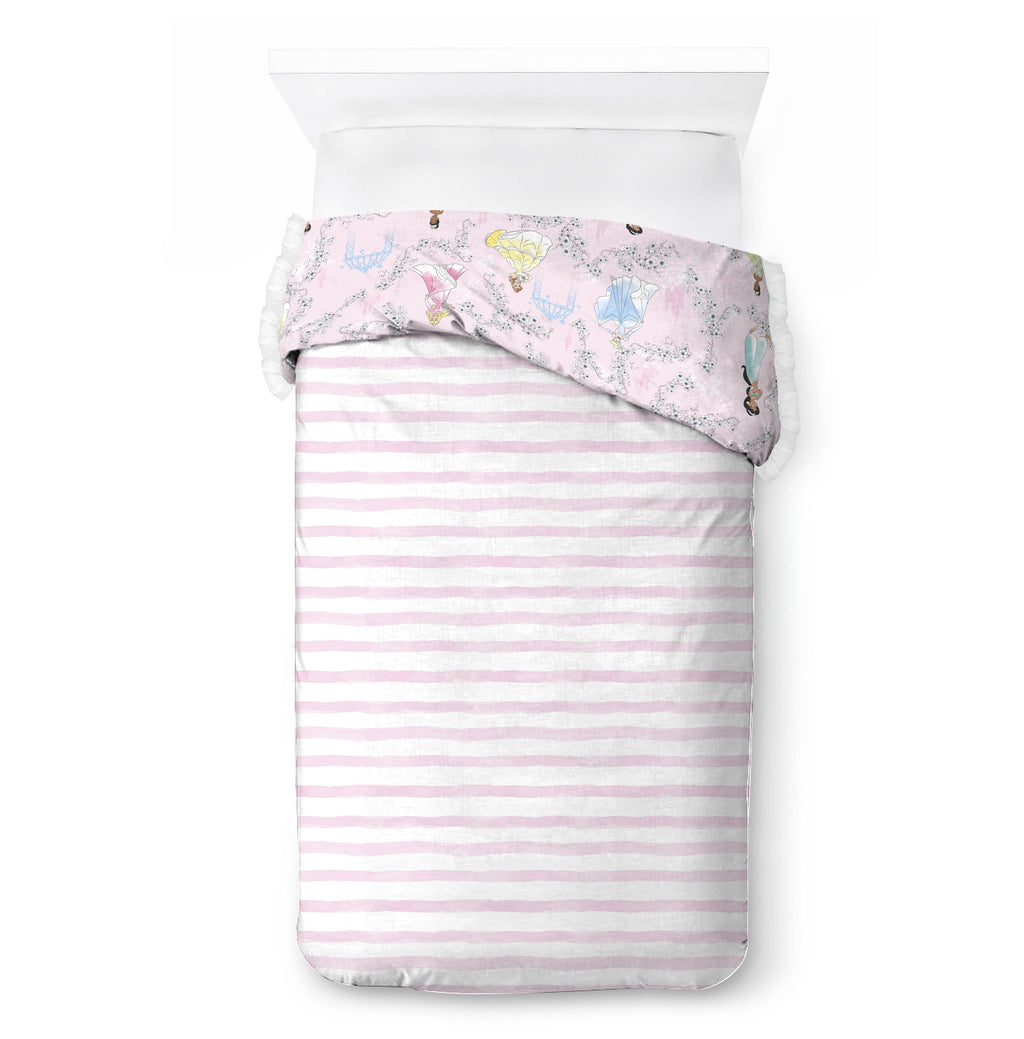 Princess Floral Gardens 2-Piece Twin/Full Reversible Comforter Set, Polyester Microfiber, Pink & White - Image 3