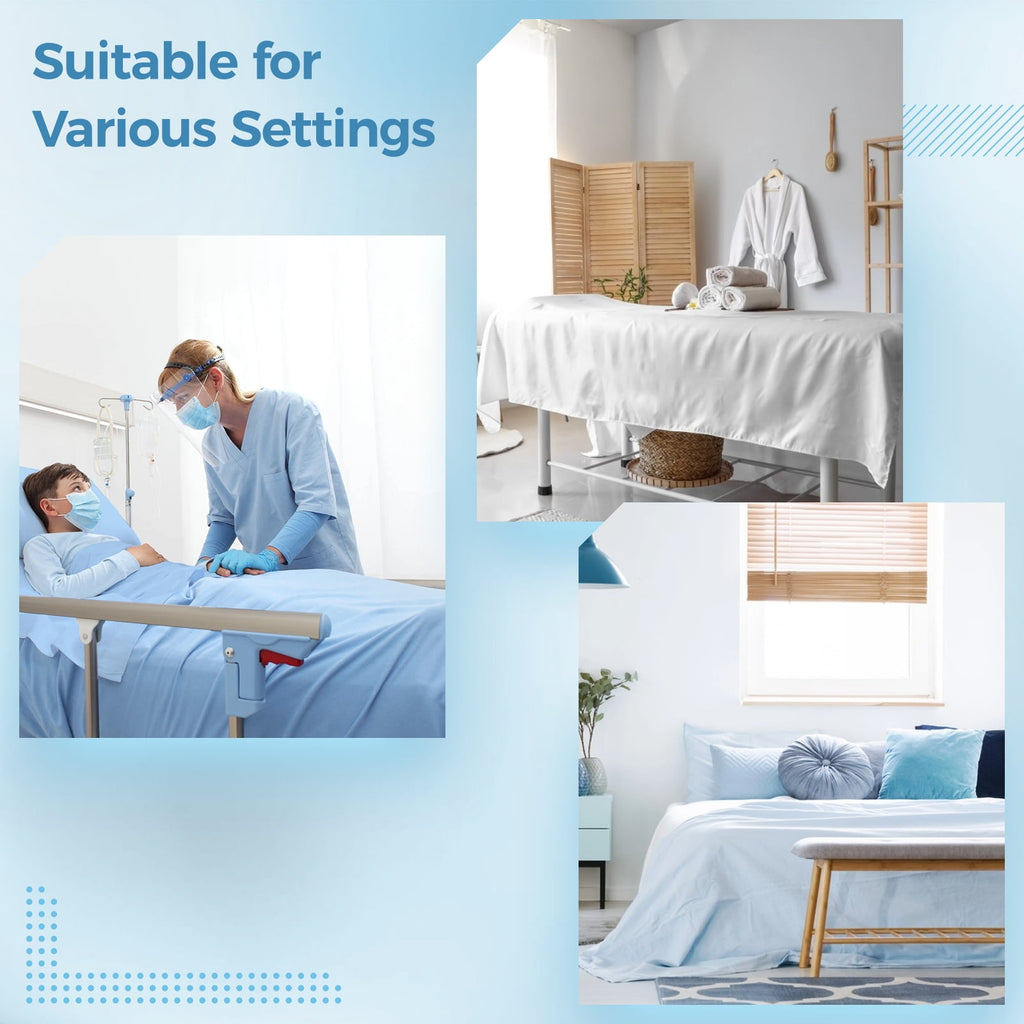 6 Pcs Hospital Bed Sheets Set, Includes 2 Fitted Sheet 84x36x14", 2 Flat Sheets 104x59", 2 Pillowcases 19x29", Soft B... - Image 2