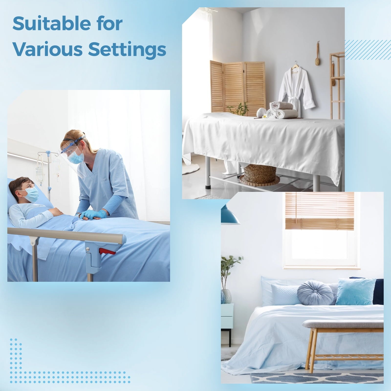 6 Pcs Hospital Bed Sheets Set, Includes 2 Fitted Sheet 84x36x14", 2 Flat Sheets 104x59", 2 Pillowcases 19x29", Soft B... - Image 2