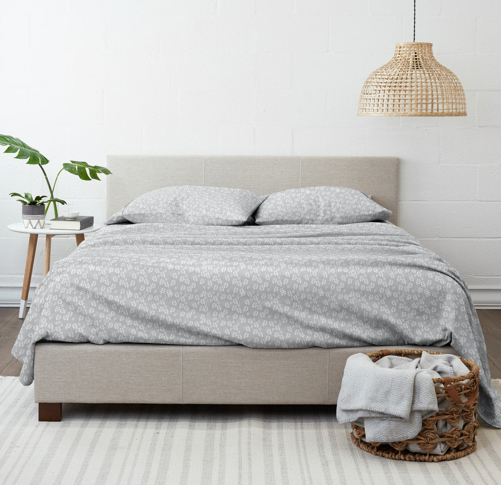 4 Piece Pattern Microfiber Bed Sheets Set, Gray Wheat, Full - Image 2