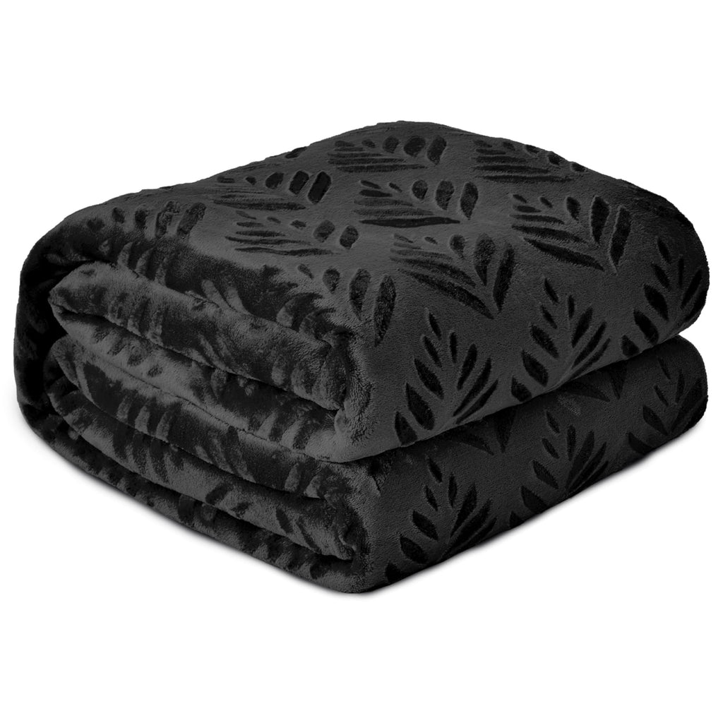 Fleece Throw Blanket for Couch, Leaves Pattern Super Soft and Cozy Blankets, Plush Fuzzy Lightweight, Black, 50"x60" - Image 6