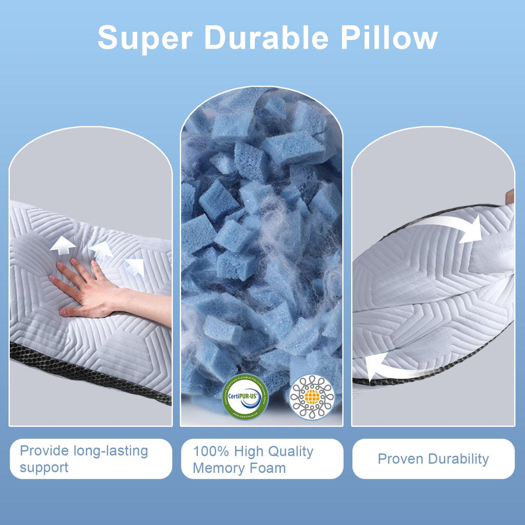 Soft Bed Pillow, Shredded Memory Foam Pillow, Comfortable Sleeping Pillow, Standard Size, Affordable Everyday Use - Image 2