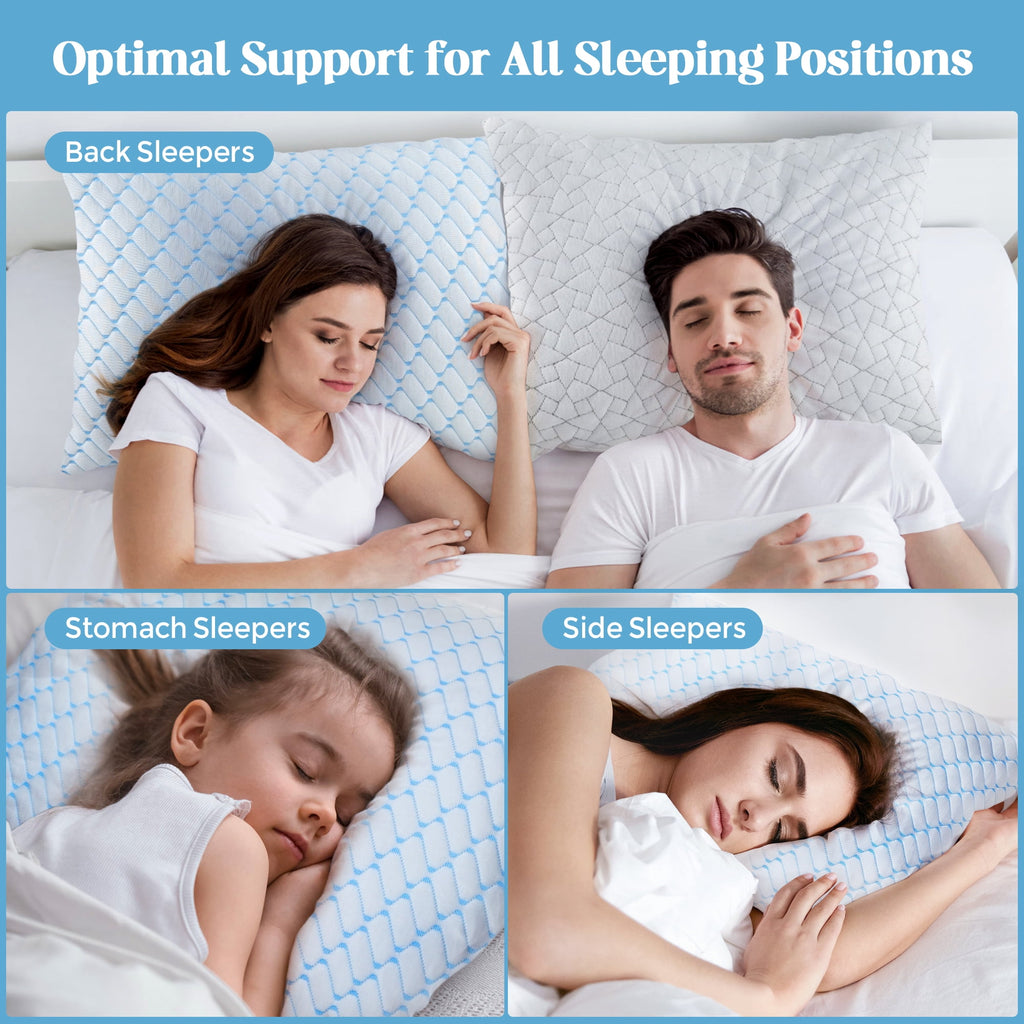 PYPUMSA Shredded Memory Foam Pillows Standard Size Set of 2, Regulating Reversible Cooling Pillow Bed Pillow for Bed, Adjustable Loft Bed Fi - Image 3