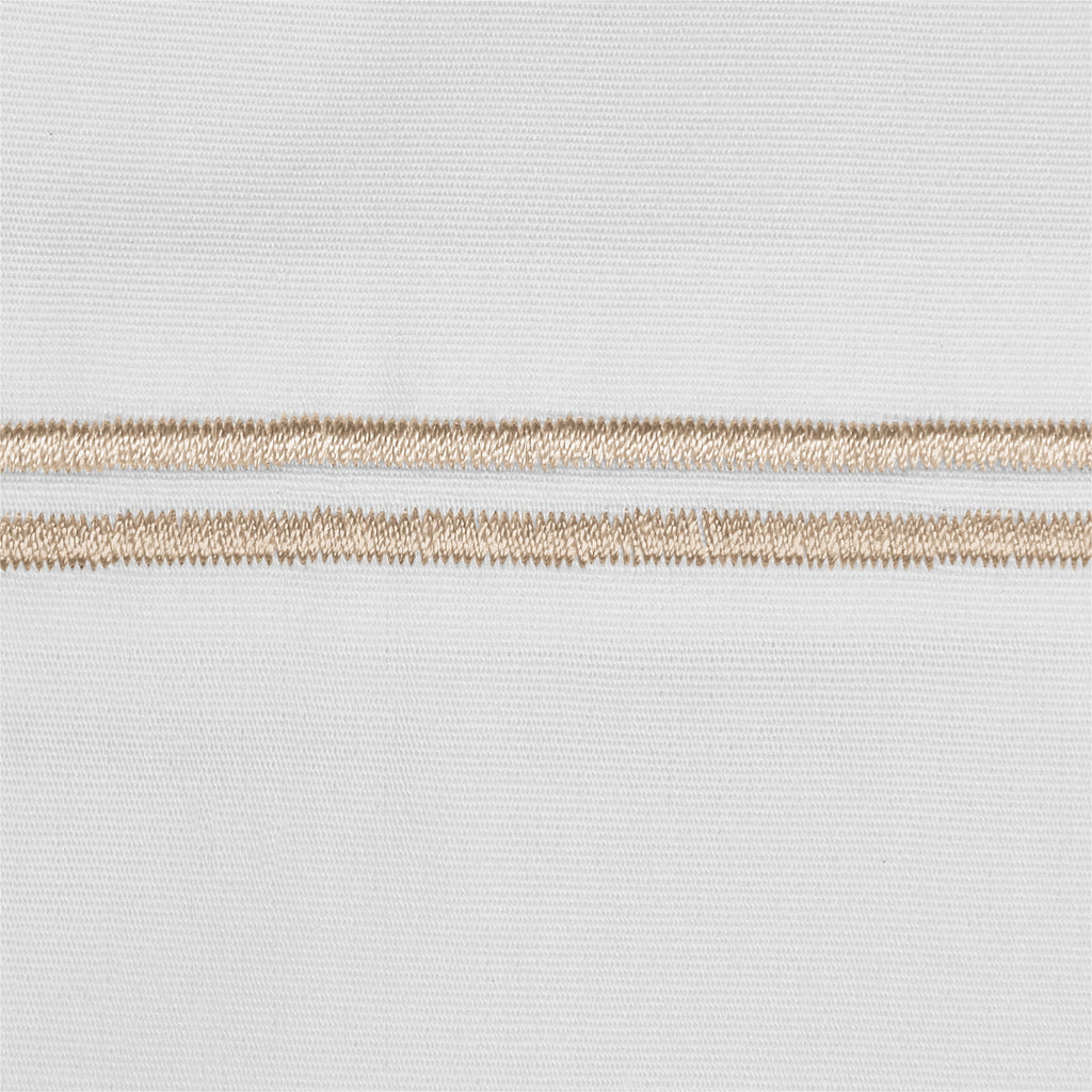 4-Piece 300 Thread Count White Pima Cotton Bed Sheet Set with Tan Hem, Full , Adult/Teen - Image 3