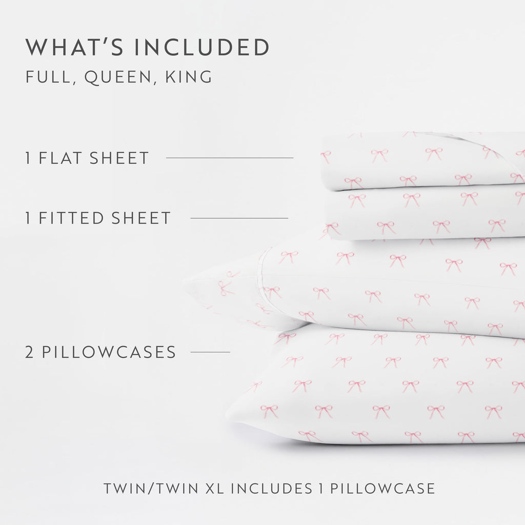 Noble Linens 3 Piece Ditsy Pattern Microfiber Bed Sheets, Pink Bows, Twin-XL - Image 4
