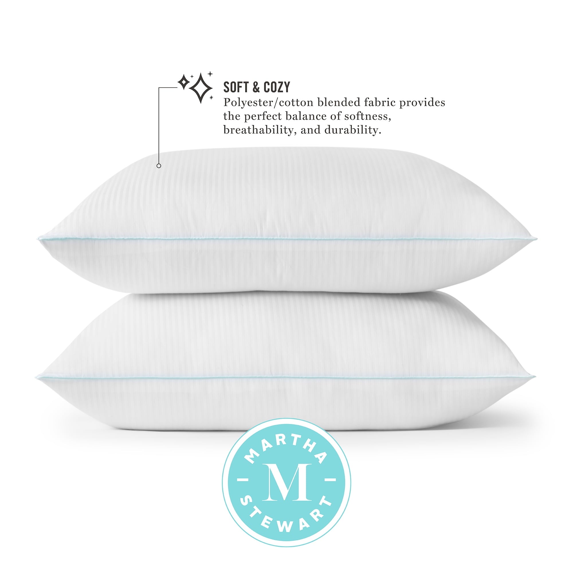 Classic Stripe Bed Pillows Standard / Queen Size Set Of 2, Enhanced Loft Plush Pillow for All Sleep Positions, 20" x ... - Image 6