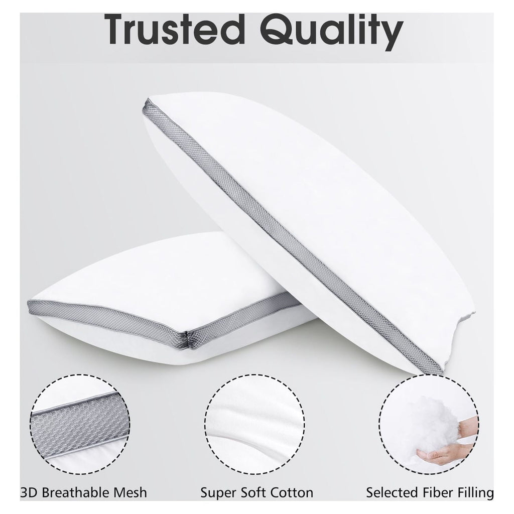 Down Alternative Bed Pillow with Cotton Cover and Gusset, 2 Pack, Queen, 20"x26" - Image 3