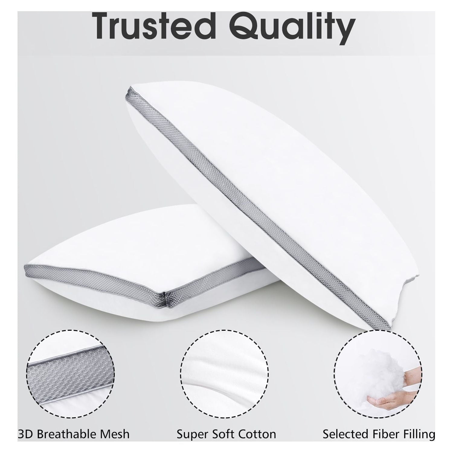 2 Pack Cotton Down Alternative Pillows,Queen Size Bed Pillows Gusseted Hypoallergenic - Image 3