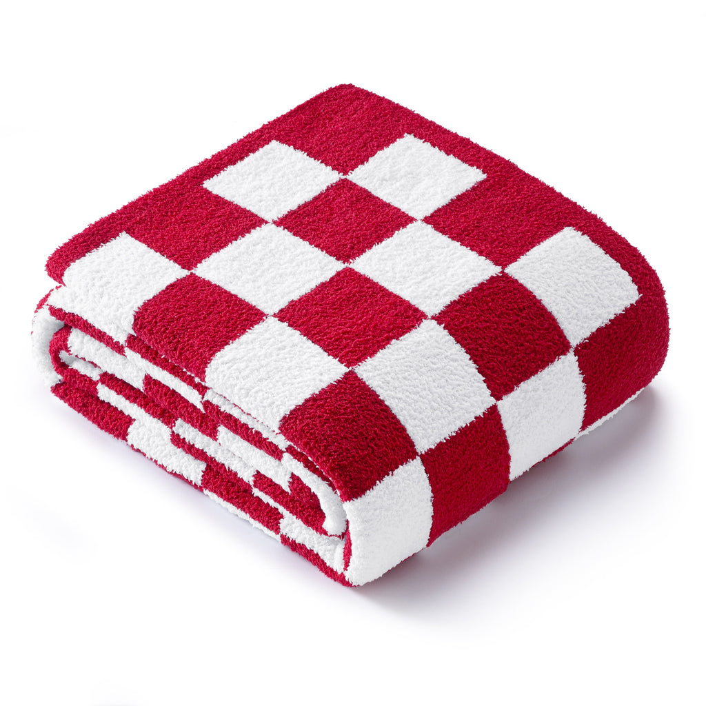Checkered Knit Throw Blanket, Ultra Soft Cozy Fluffy Checkerboard Blankets, Lightweight Fuzzy Plush Throw for Couch a... - Image 6