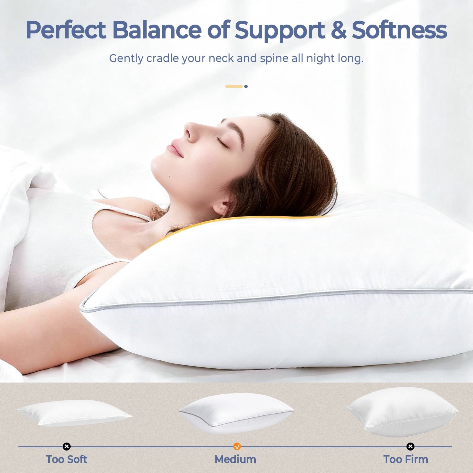 Pillows Queen Size Set of 2, Bed Pillows for Side and Back Sleepers, Soft Down Alternative Pillows, Hotel Quality and... - Image 3