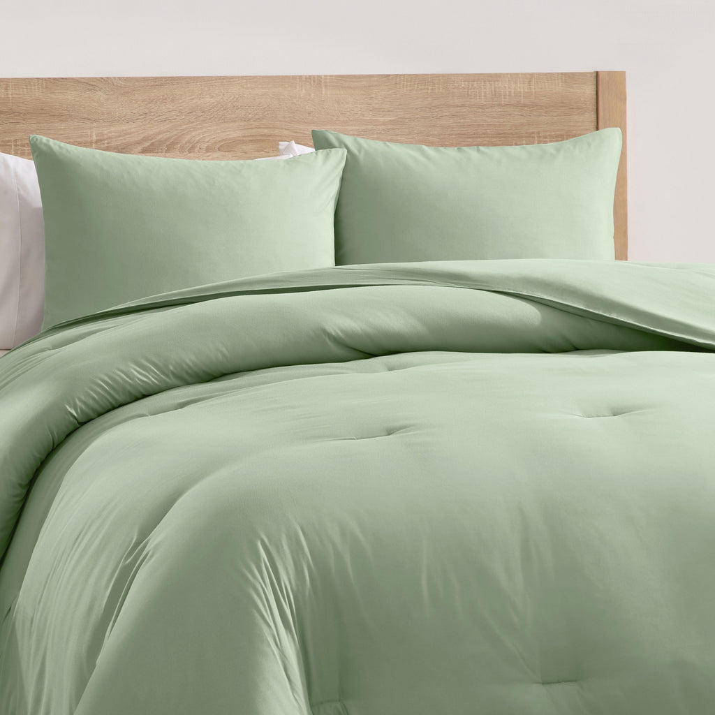 Comforter Sets, All Season Lightweight Solid Queen Comforter Set, 3-Pc Bedding Sets, Sage Green - Image 6