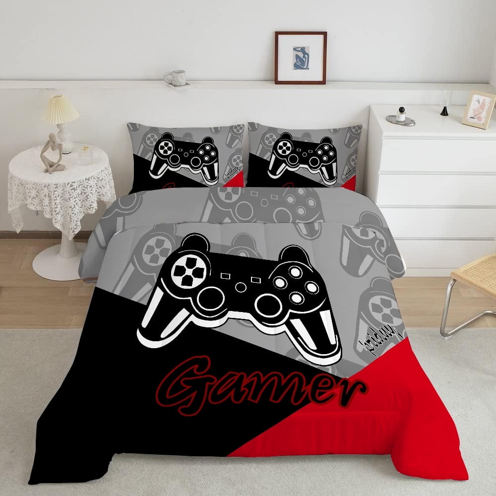Gaming Comforter for Kids Boys Teens Video Game Bedding Set Gamer Comforter Gamepad Comforter Set Full Size Red Black... - Image 4