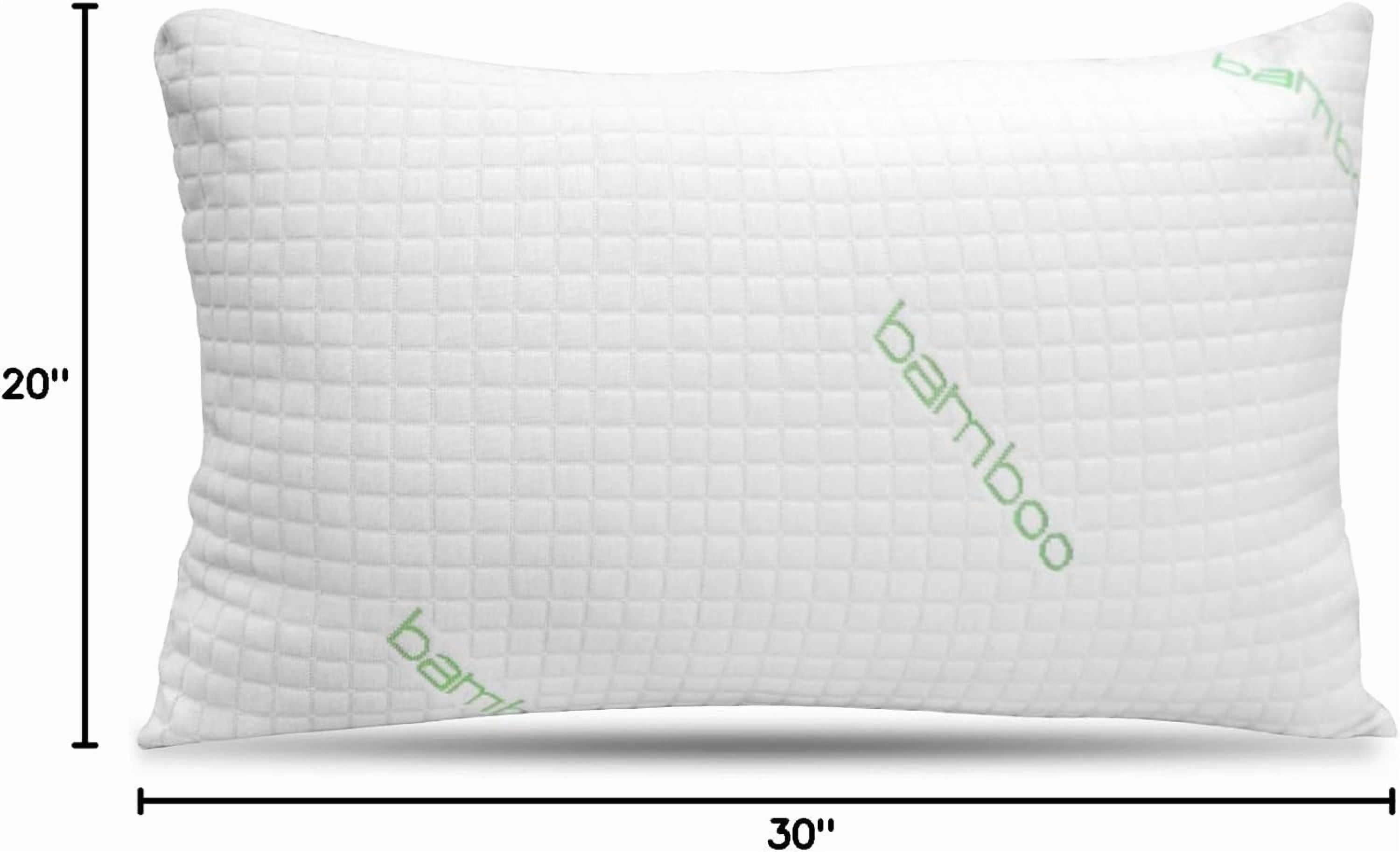Queen Size Bamboo Pillow, Memory Foam Bed Pillows with Washable Pillowcases, Queen - Image 3
