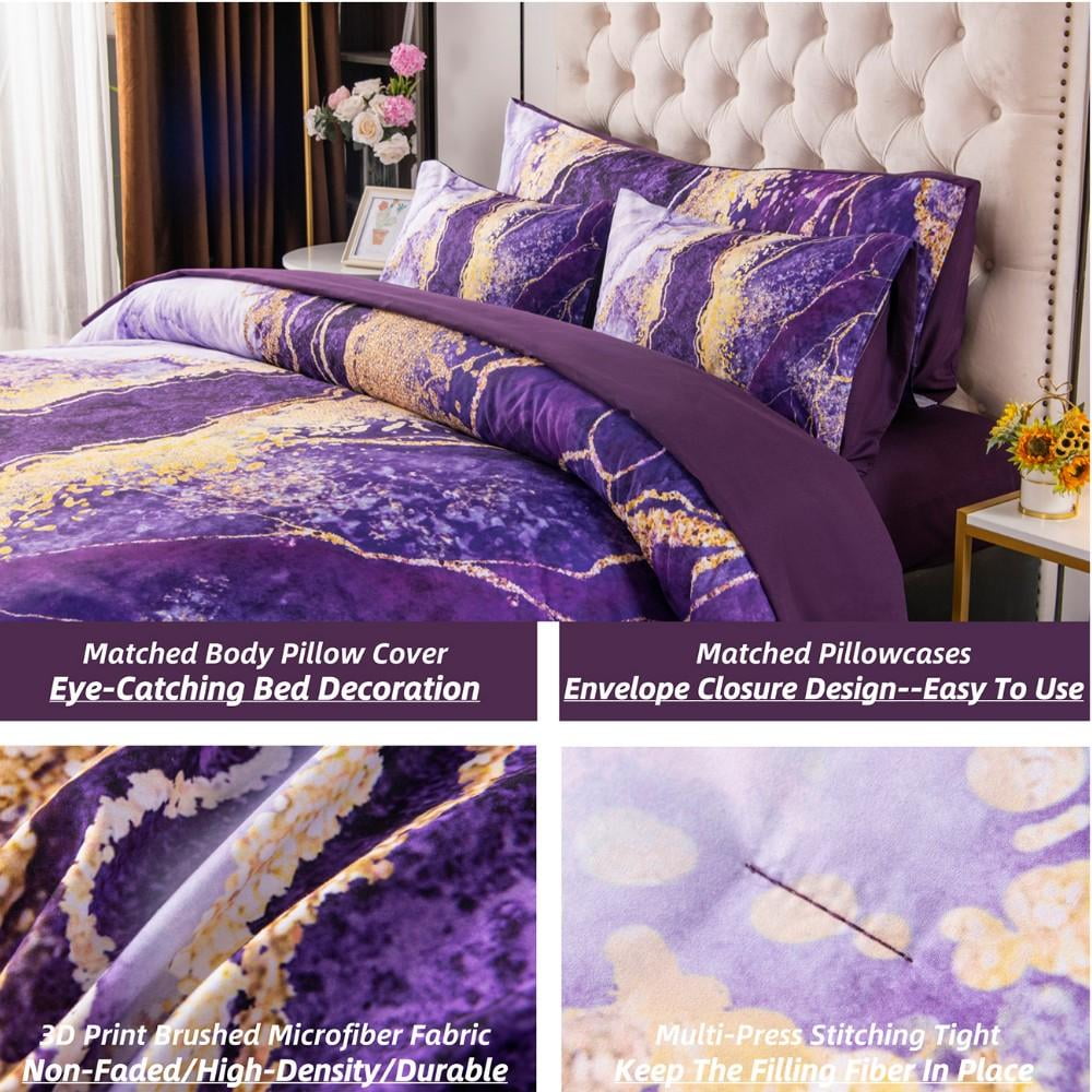PERFEMET 6 Pieces Queen Size Comforter Set Purple,Watercolor Marble Colorful Purple Bedding,Ultra Soft Purple Bed Set with Comforter and She - Image 5