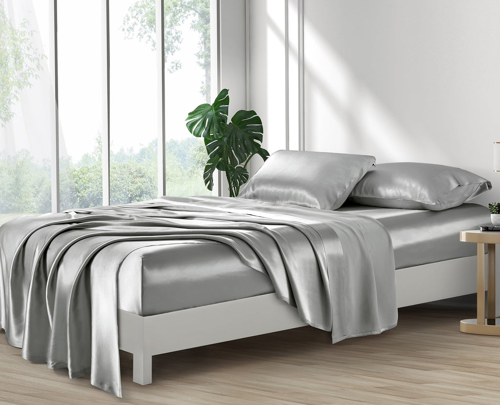 Luxury Satin Sheets Set Full Size Light Gray, 4-Piece Bedding Sets with Deep Pockets - Soft and Smooth Satin Bed Sheets for Ultra Comfort an - Image 6