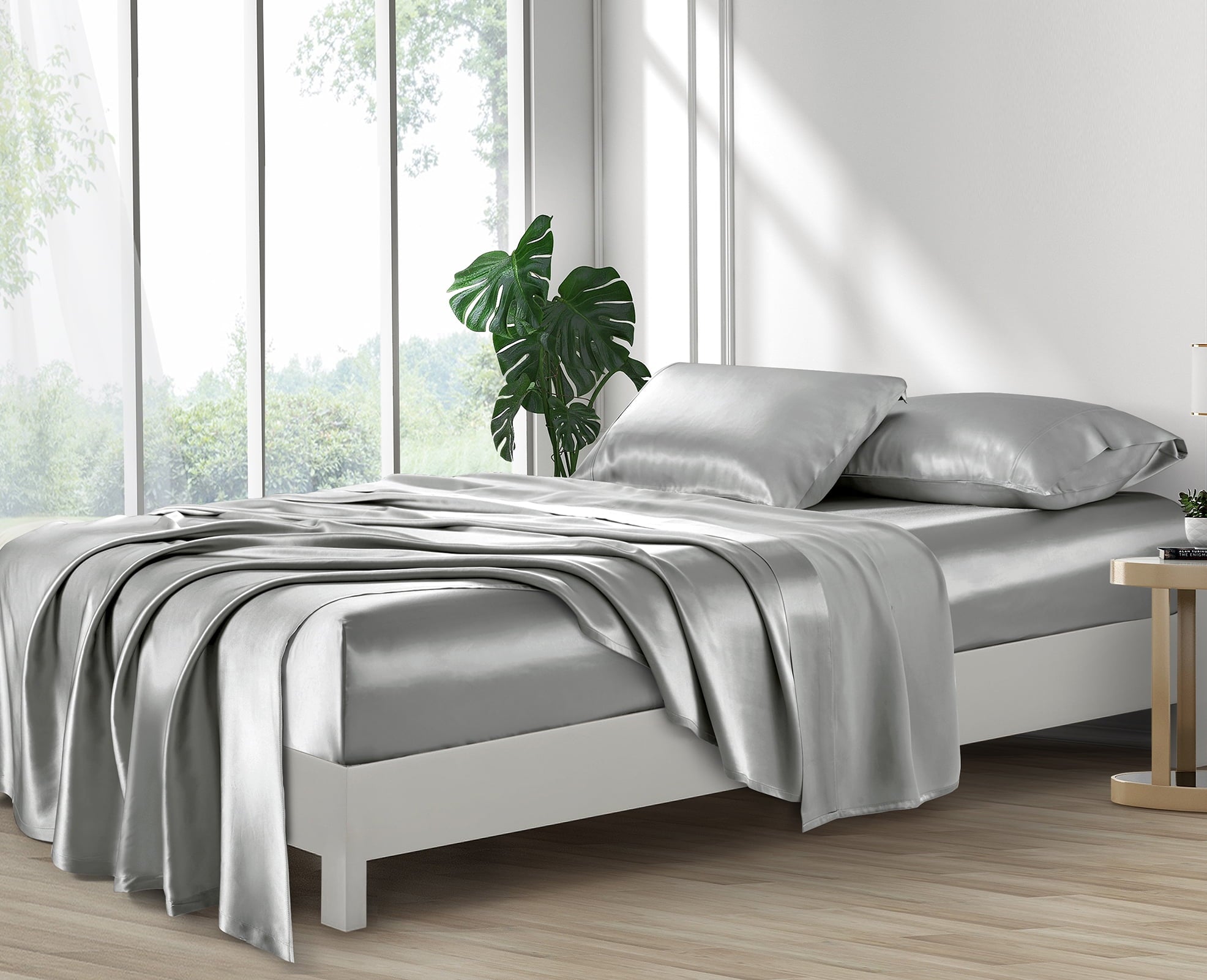 Luxury Satin Sheets Set Full Size Light Gray, 4-Piece Bedding Sets with Deep Pockets - Soft and Smooth Satin Bed Sheets for Ultra Comfort an - Image 6