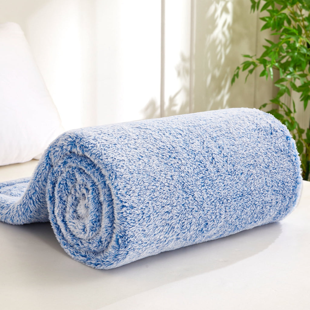Plush Fuzzy Large Fleece Throw Blanket (50" x 70", Mixed Cobalt Blue)- Soft, Warm and Lightweight - Image 2