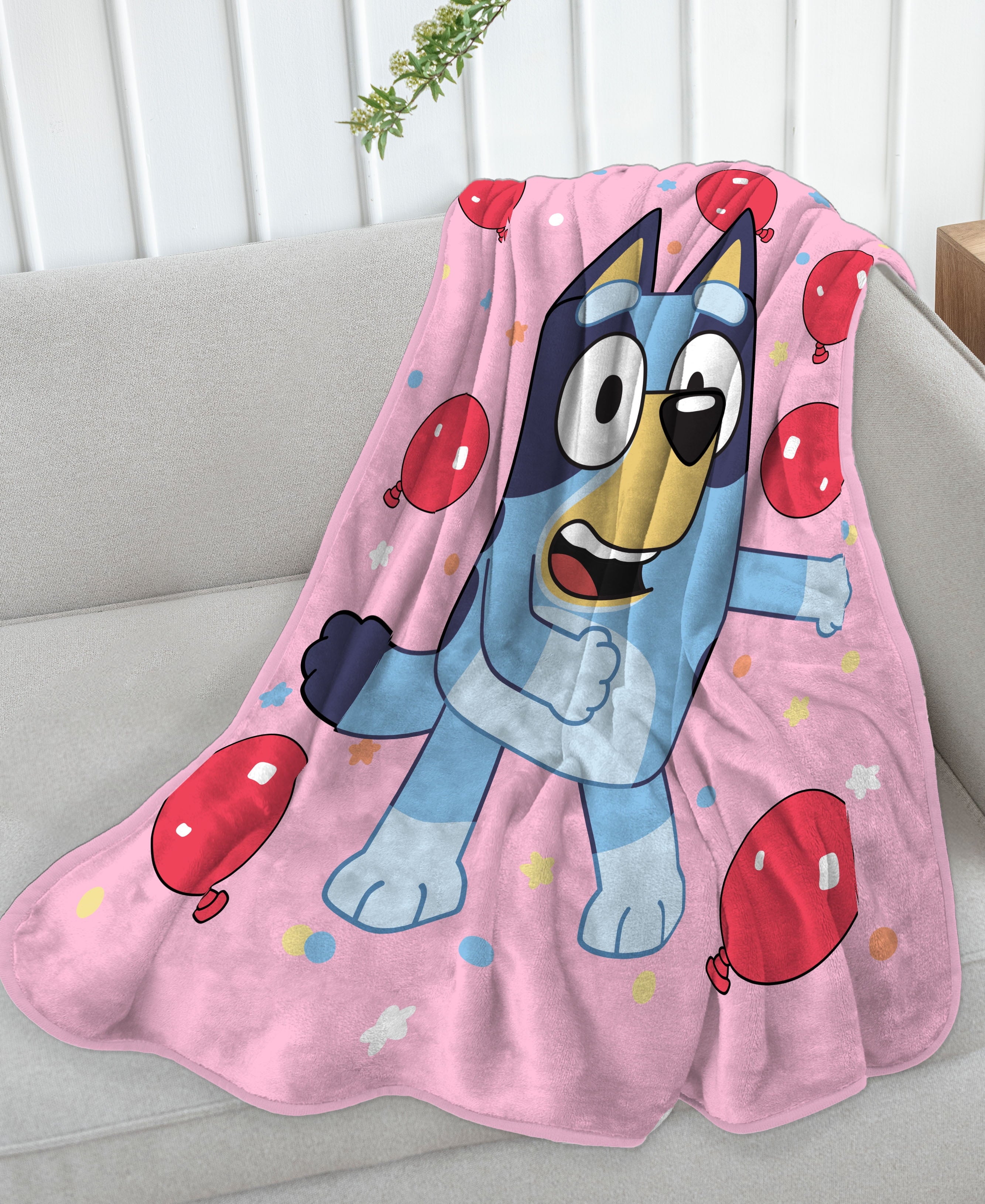 Balloon Party 46" x 60" Throw Blanket, Kids, Pink, Microfiber, BBC Studios - Image 6