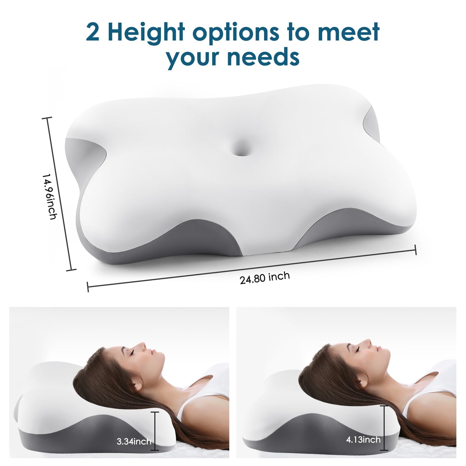 MOONORAH Memory Foam Bed Pillow for Pain Relief,Ergonomic Memory Foam Pillows for Sleeping for Side Back Stomach&Sleepers with Pillowcase - Image 2