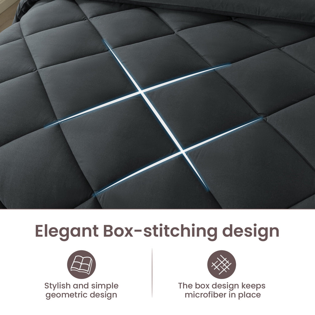 Queen Bed in a Bag Comforter Set with 7 Pieces - Dark Gray All Season Bedding Sets with Comforter, Pillow Shams, Flat... - Image 3