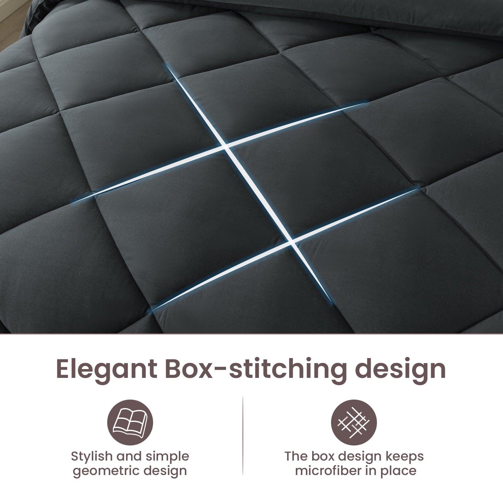 Queen Bed in a Bag Comforter Set with 7 Pieces - Dark Gray All Season Bedding Sets with Comforter, Pillow Shams, Flat... - Image 3