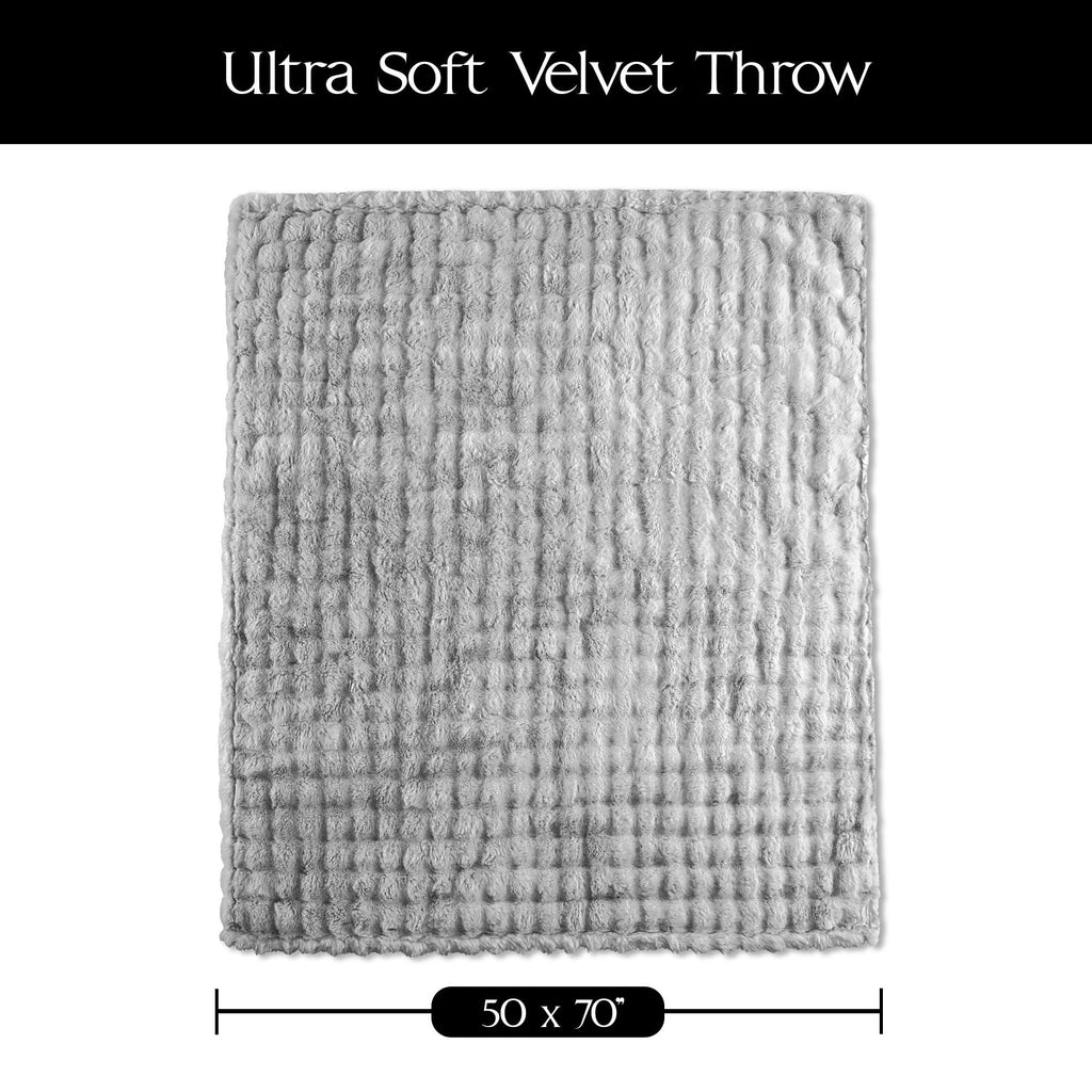 Serenade Gray Textured Faux Fur Throw Blanket, 50 x 70 - Image 5