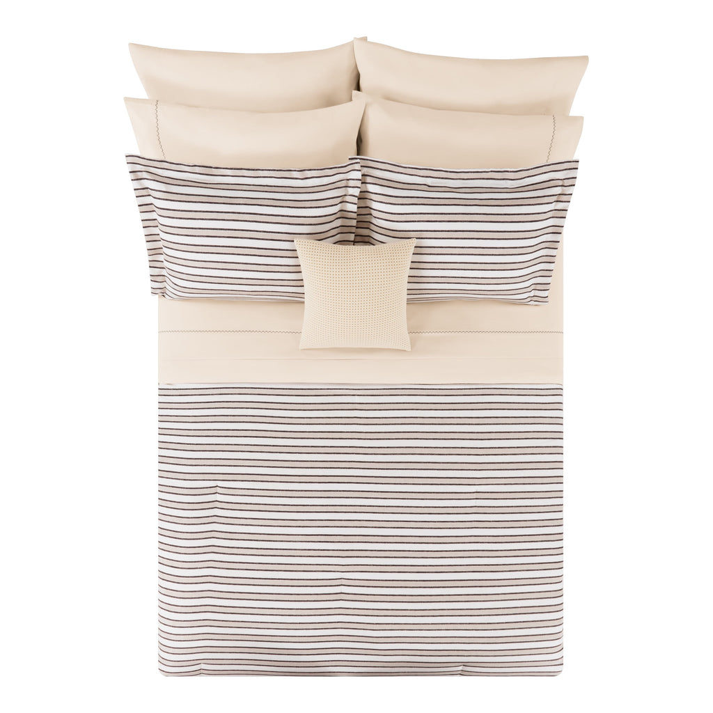 Soft Touch Bed in a Bag 11-Piece Reversible Tan & Black Striped Comforter Set with Sheets, Queen - Image 3