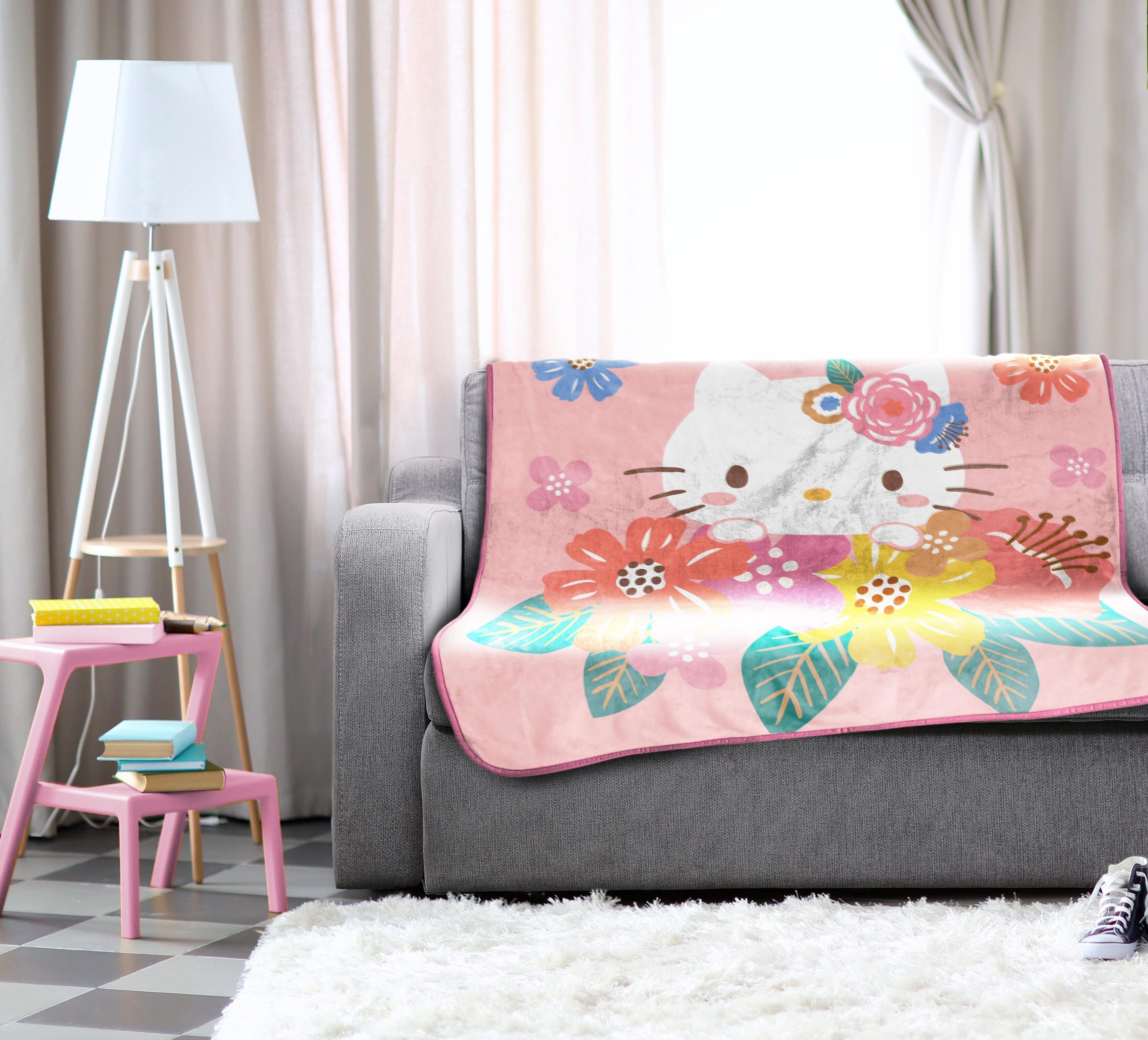 Sanrio Hello Kitty Floral Grace 46 x 60 Coral Fleece Kids Throw Blanket - Soft Bedding Accessories - Image 6