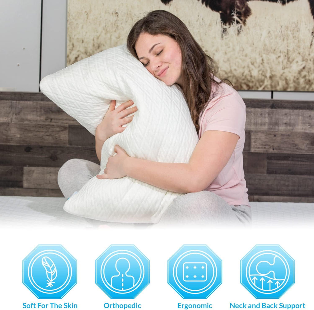 King Size Bamboo Pillow, Memory Foam Bed Pillows with Washable Pillowcases, King (1 Pack) - Image 2