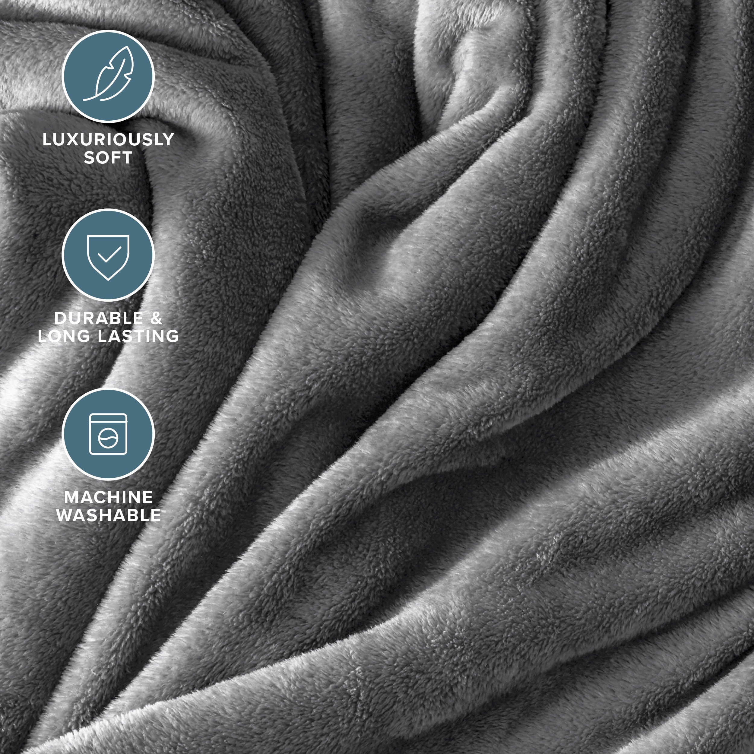 Microplush Fleece Blanket - 300 GSM - Fuzzy Microfleece - Soft & Plush - Full/Queen, Gray - Image 6