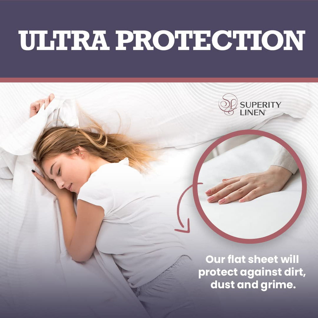 Superity Linen Oversized King Size Flat Sheet for Bed - 100% Cotton - Durable and Comfortable with 200 Thread Count - Soft, Breatheable, and - Image 2