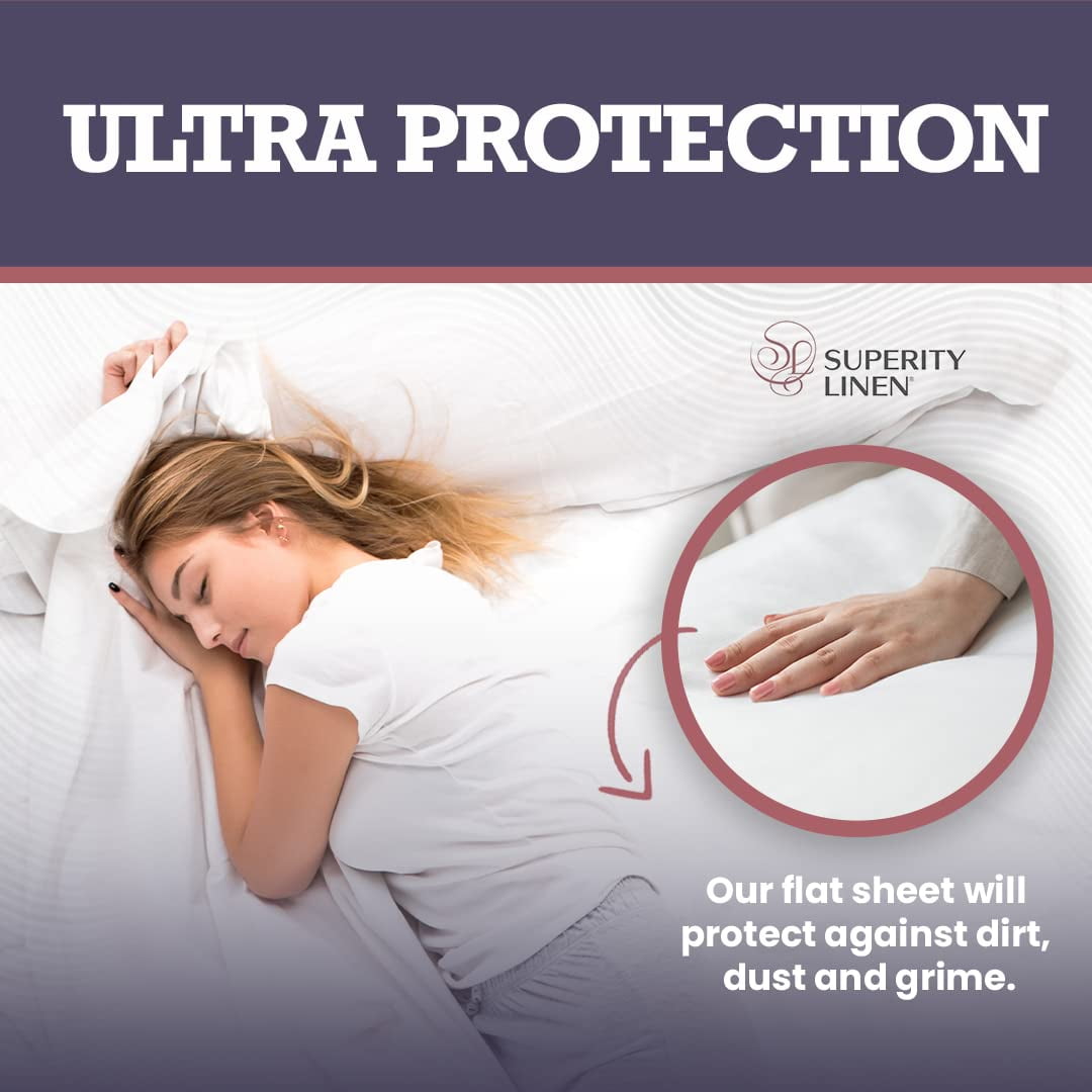 Superity Linen Oversized King Size Flat Sheet for Bed - 100% Cotton - Durable and Comfortable with 200 Thread Count - Soft, Breatheable, and - Image 2