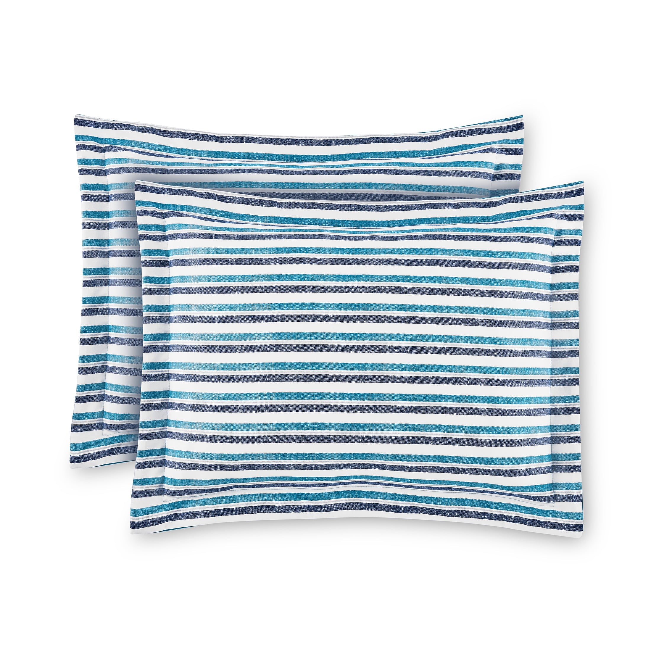 Mainstays All in One Reversible Comforter and Sheet Set- 7 Piece, Queen, Blue Pinstripe - Image 4