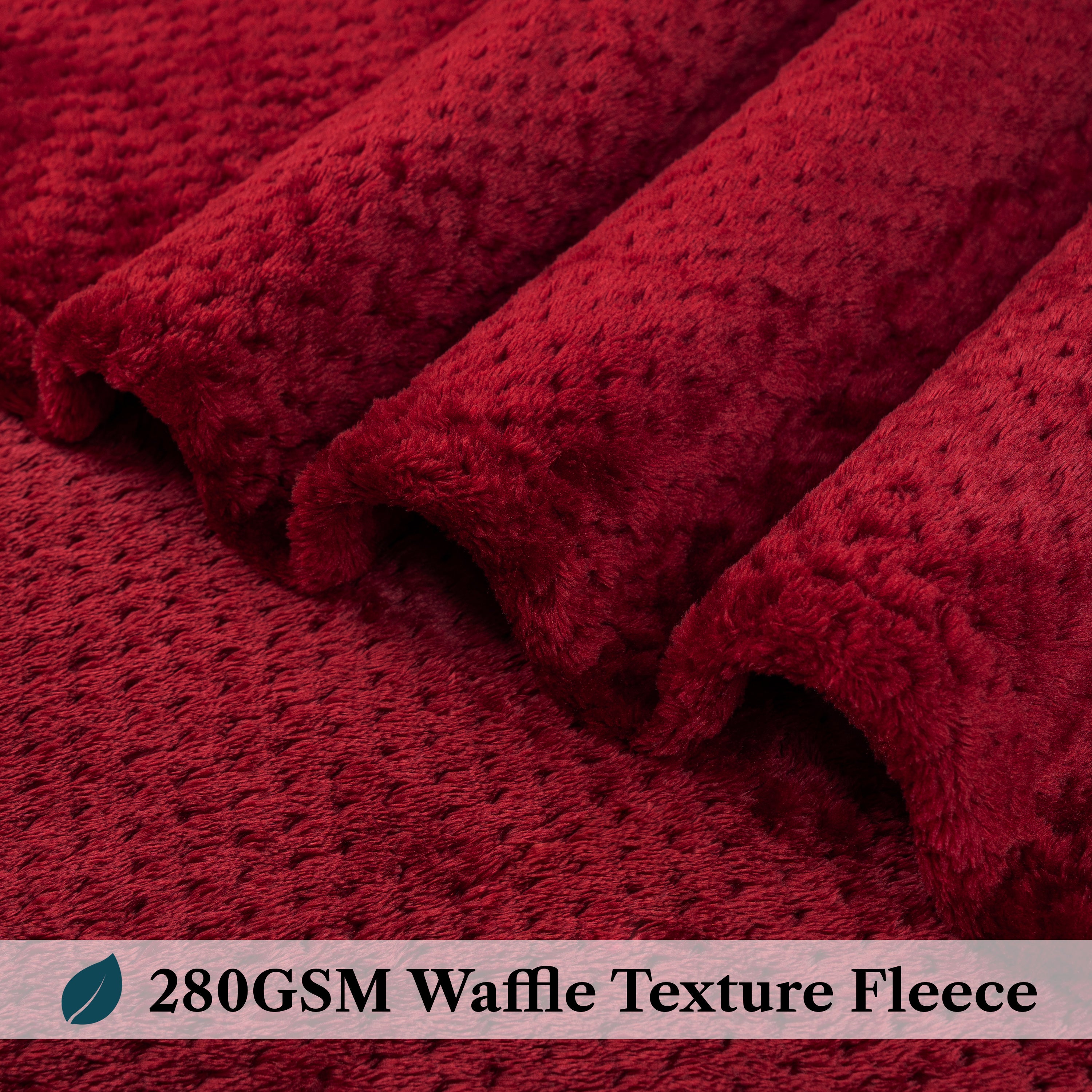 PAVILIA Maroon Red Throw Blanket for Couch, Twin Bed, Soft Fleece Throws for Sofa Chair, Fuzzy Waffle Textured Blanket, Cozy Warm Lightweigh - Image 4