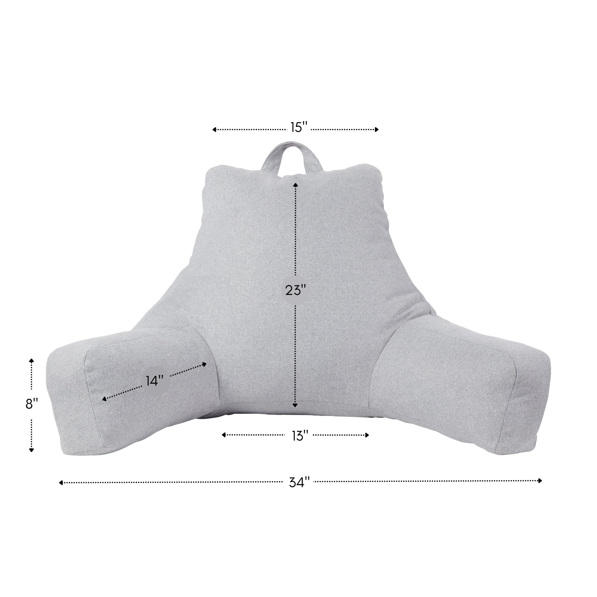 Jumbo Cement Gray Polyester Bed Rest Pillow - Image 3