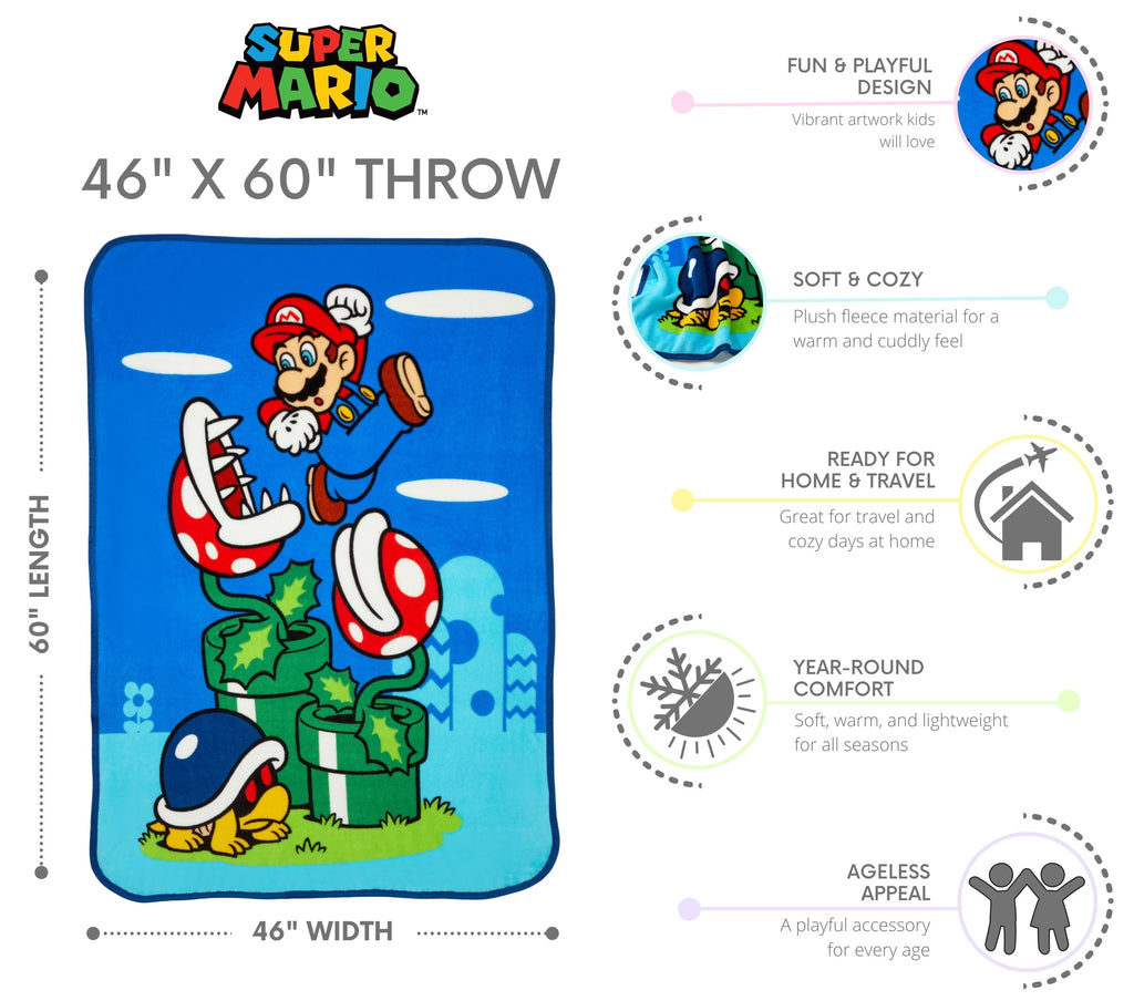 Kids Fleece Throw Blanket 46x60, Nintendo - Image 4