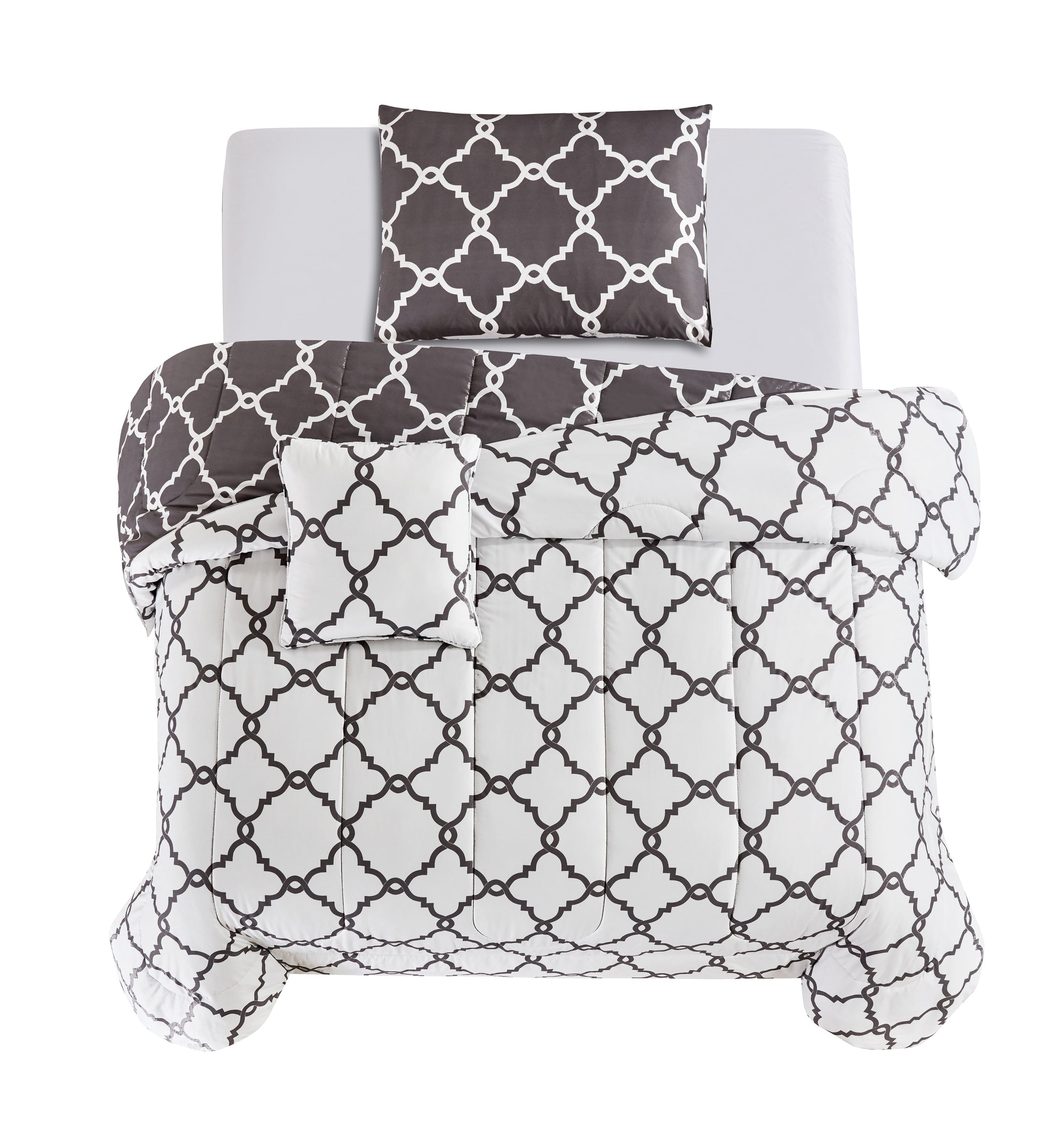 Lux Decor Collection 4 Piece Geometric Twin Comforter Set - Polyester Filling Reversible Washable Comforter Set - Image 3