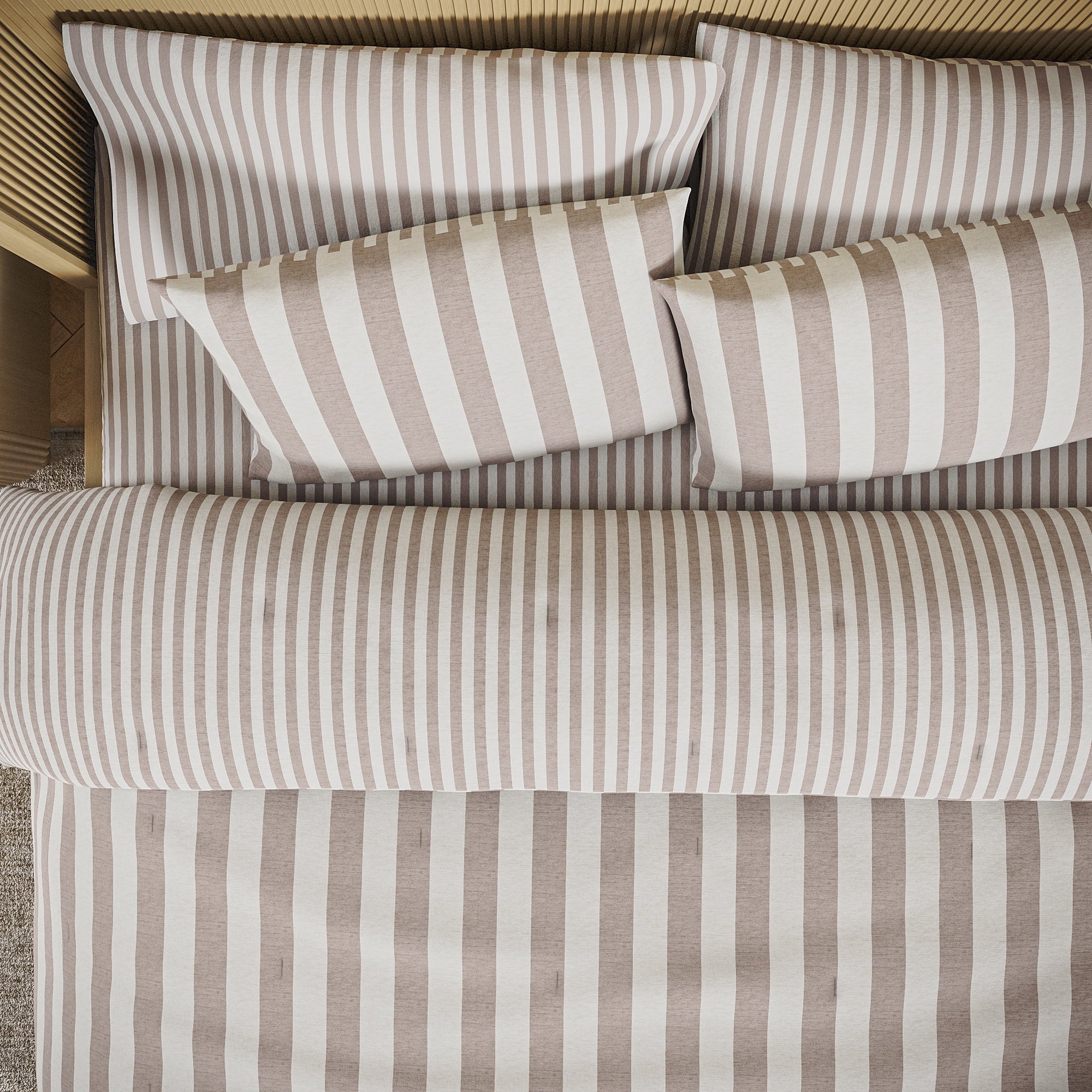Beautiful 100% Cotton Striped 3-Piece Natural Comforter Set, Full/Queen by Drew Barrymore - Image 4