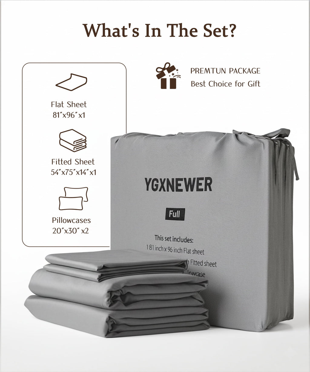 YGXNEWER Full Size 4 Piece Sheet Set, Comfy Breathable Cooling Bed Sheets Set, Hotel Luxury Bedding, Deep Pockets, Ultra-Soft, Wrinkle Free, - Image 2
