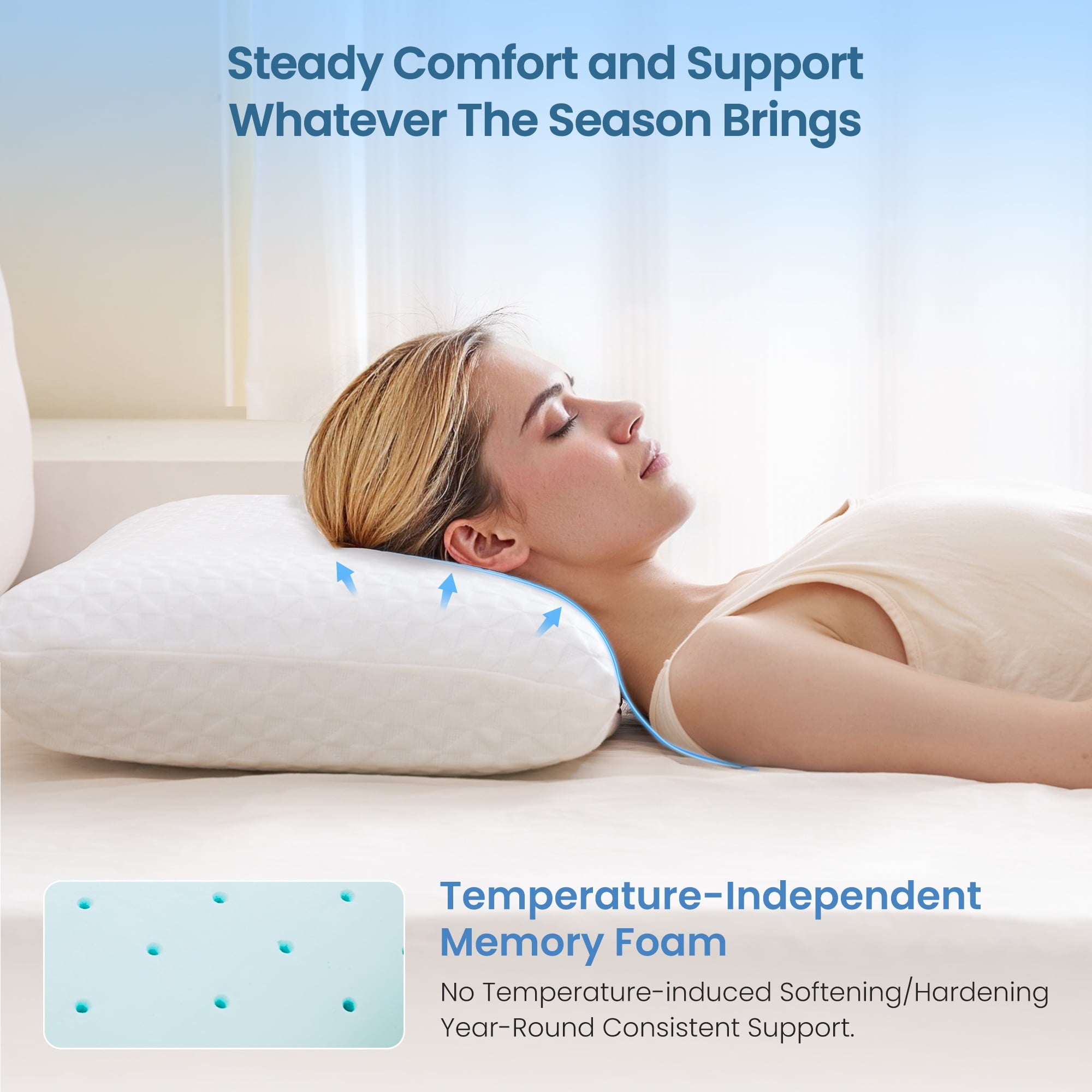 Gel Memory Foam Pillow for Bed, Adjustable Height Bed Pillow with 0.8" Removable Insert, Ergonomic Neck Support for S... - Image 4
