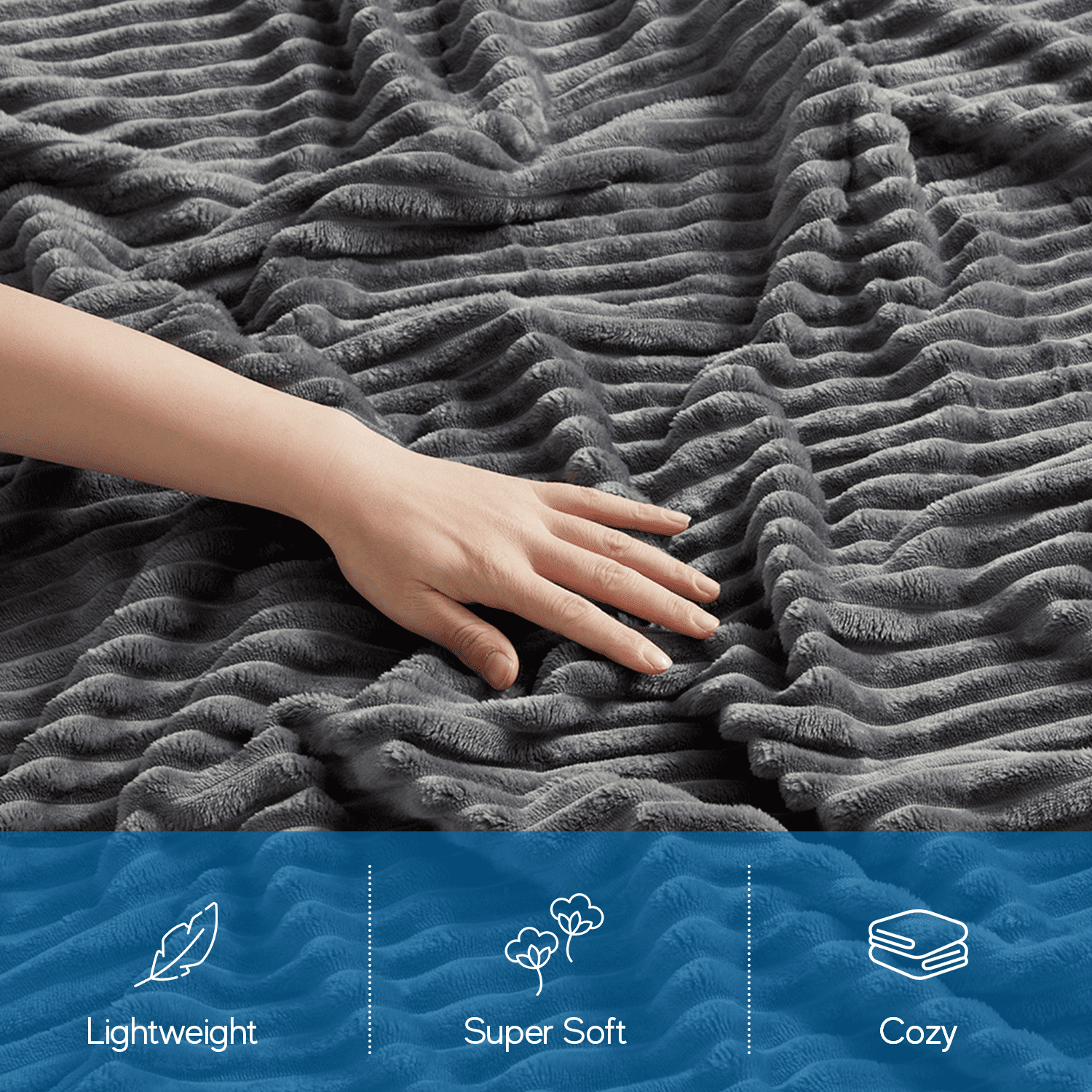 Cut Plush Fleece Blanket, Soft Lightweight Fuzzy Luxury Throw Size Bed Blankets for Bed, Throw, Gray - Image 3