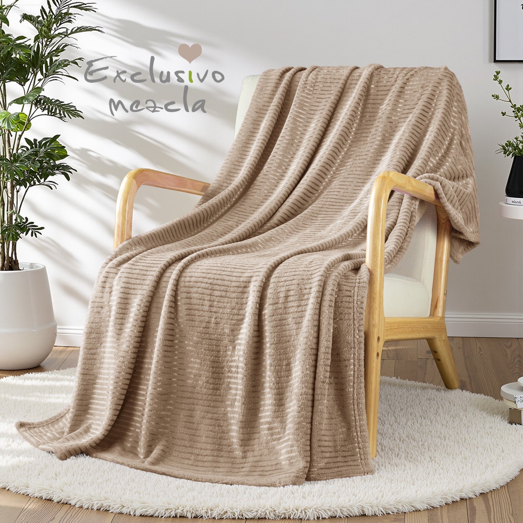 Exclusivo Mezcla Soft Throw Blanket, 50"x60", Camel - Image 2