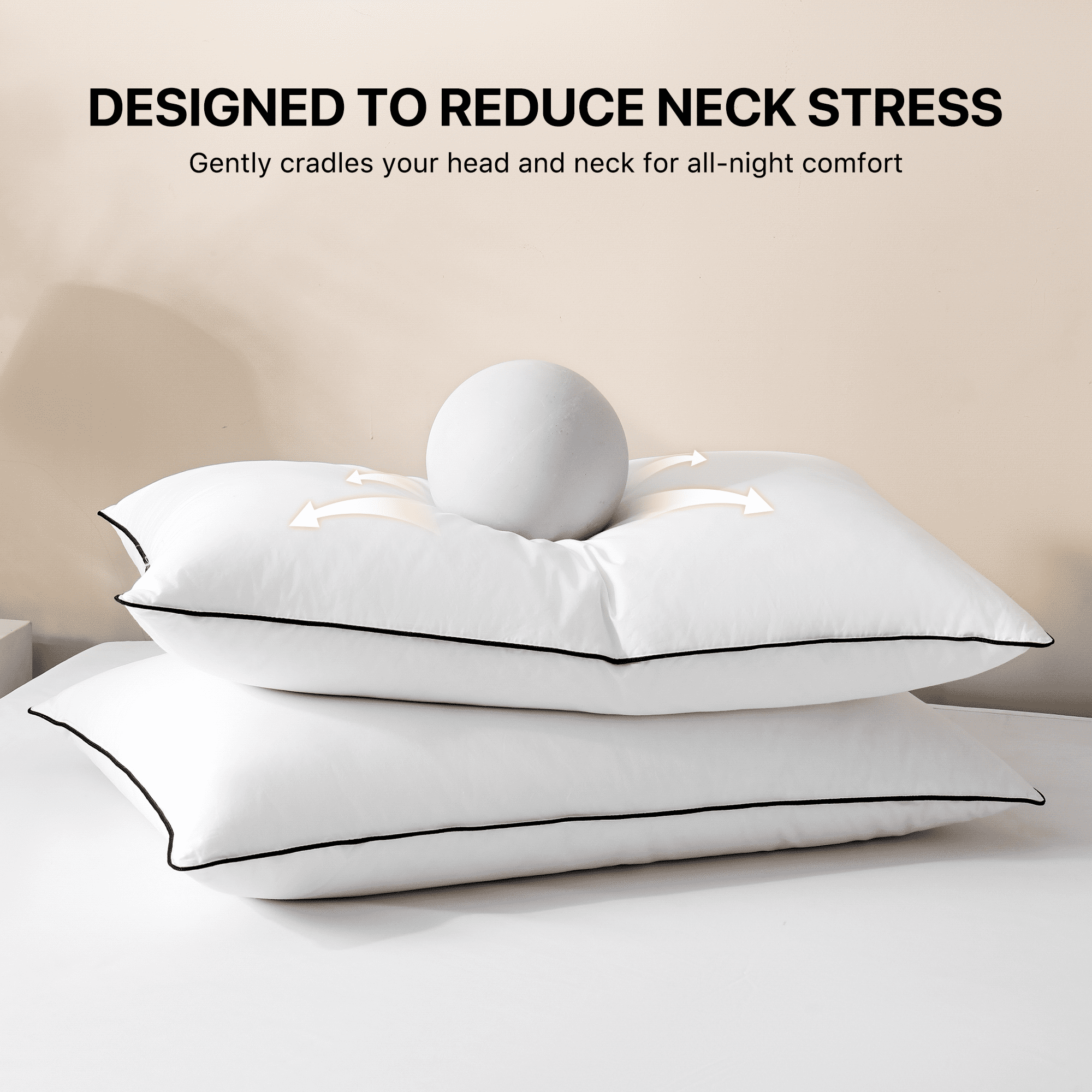 Feather Down Pillows Set of 2, Medium Firm Hotel Bed Pillow 2 Pack, Queen Size, 20 x 30 in. - Image 6