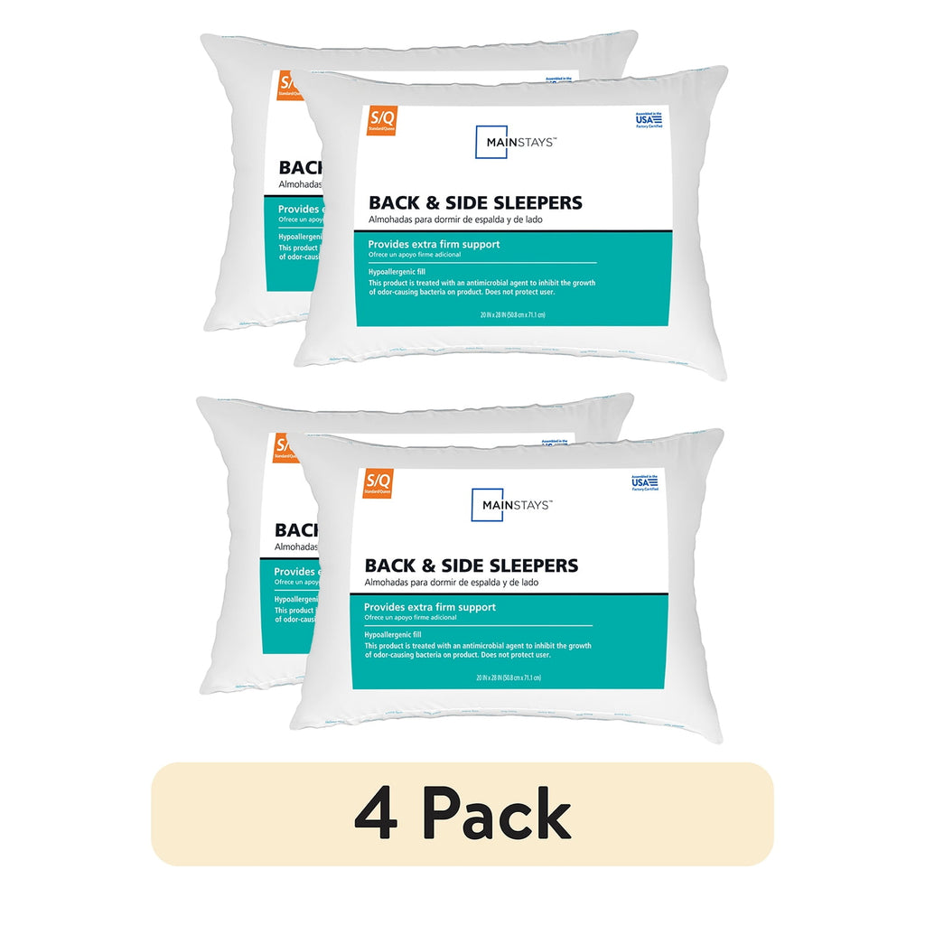 (2 pack) Mainstays Back & Side Sleeper Bed Pillow, Standard/Queen - Extra Firm Support (4 Pack) - Image 2
