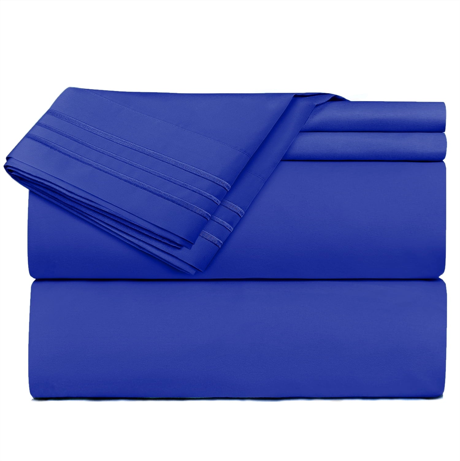 Premier 1800 Microfiber Collection 3-Line Bed Sheet Set, Full Size, Royal Blue - Image 2