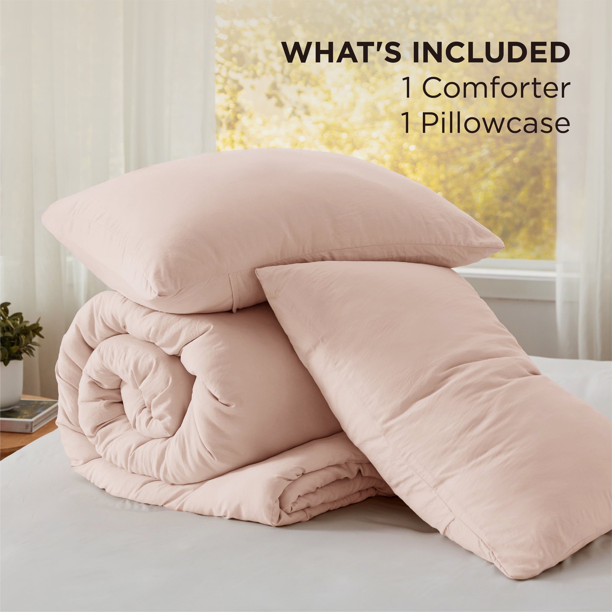 2 Pieces Twin Comforter Bedding Set, Pink Comforter Set for All Seasons, 1 Lightweight Prewashed Comforter and 1 Pill... - Image 5