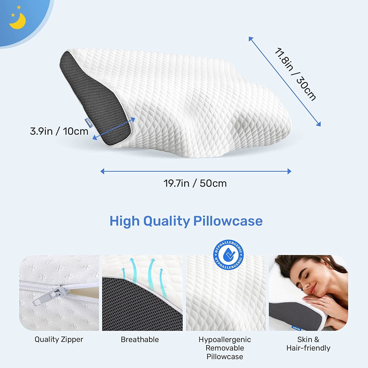 | Cervical Memory Foam Bed Pillow Standard | Neck, Shoulder Pain Relief | Improves Sleeping - Image 5