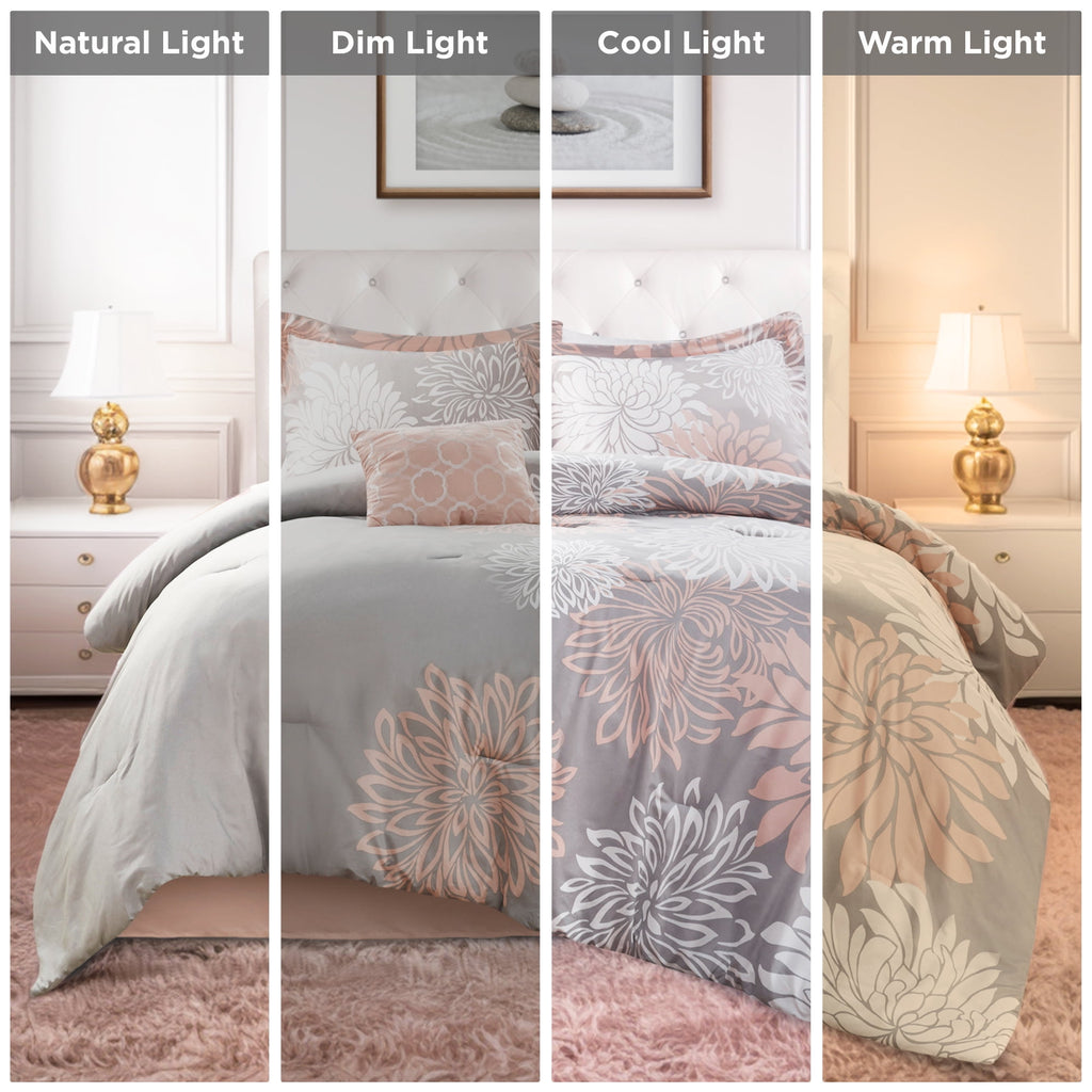 Regency Heights King Size Comforter Set, 5-Piece Floral Bedding Set for All Season, Blush Comforter Set King with Bed Skirt - Image 2