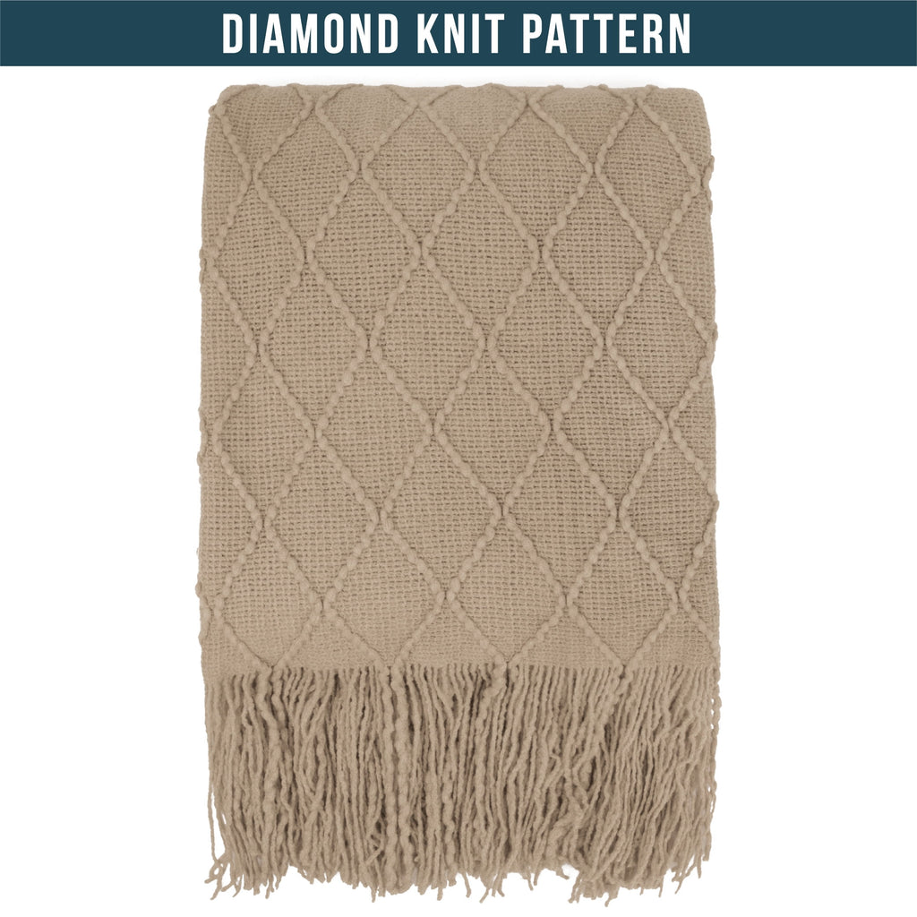 Tan Taupe Knit Throw Blanket for Couch Bed, Soft Knitted Farmhouse Sofa Throw for Living Room, Lightweight Decorative... - Image 5