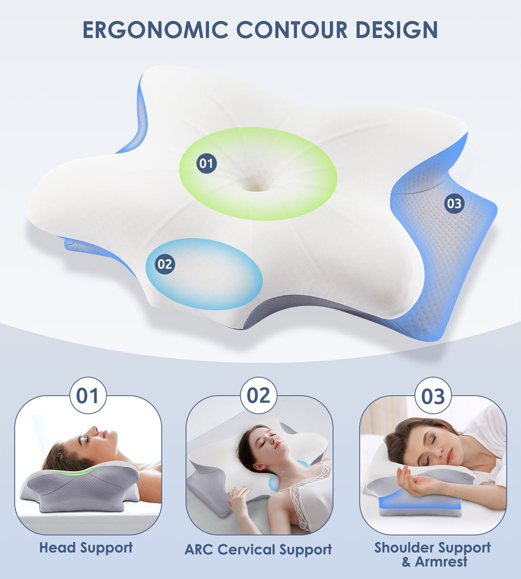 Cervical Pillow for Neck Pain Relief, Contour Memory Foam Pillows, Odorless Ergonomic Neck Pillow Adjustable Orthoped... - Image 4